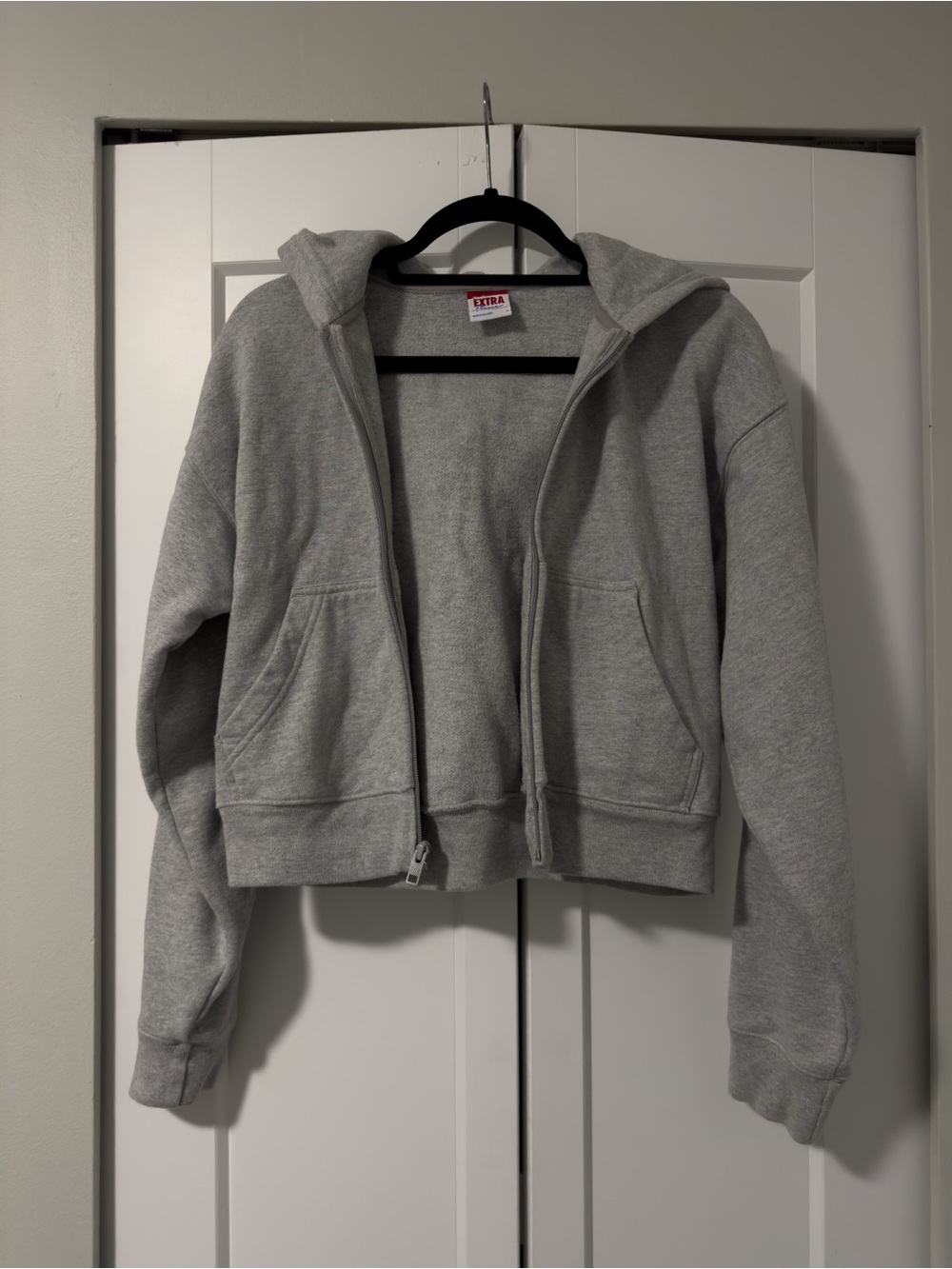 Aritzia Light Gray Cropped Zip Hoodie